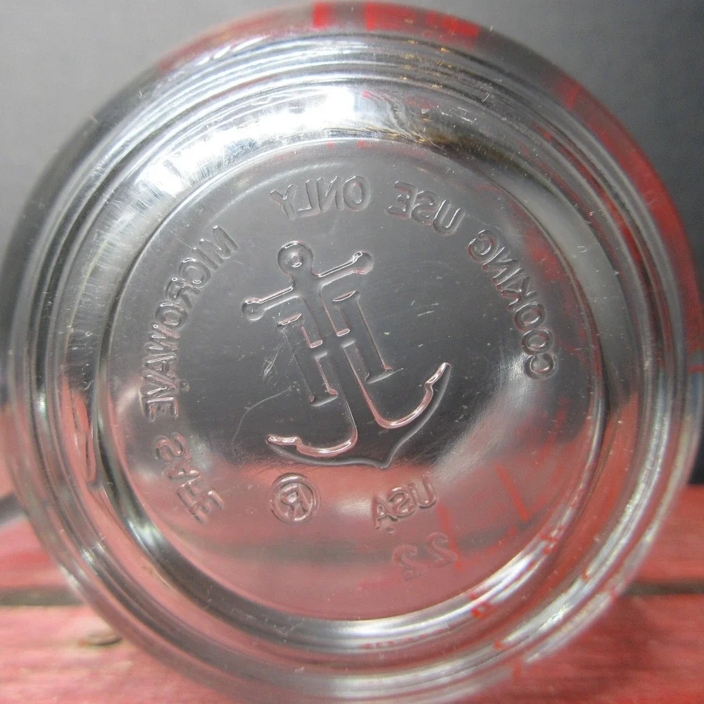 Anchor Hocking 1 Cup Clear Glass Measuring Cup with Red Markings & Spout USA
